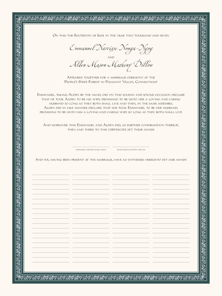 Zapfino-Imperial-Celtic Vine  Wedding Certificates