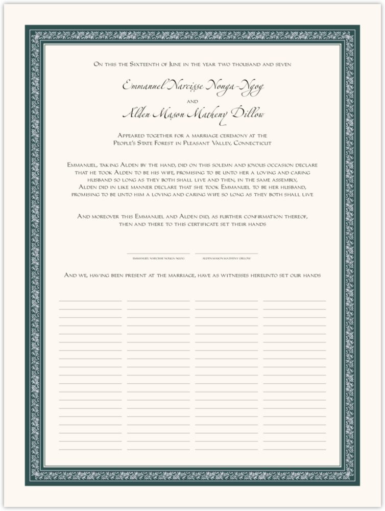 Zapfino-Imperial-Celtic Vine  Wedding Certificates
