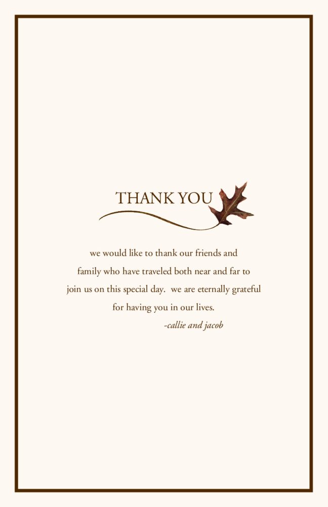 Oak and Acorn  Wedding Programs
