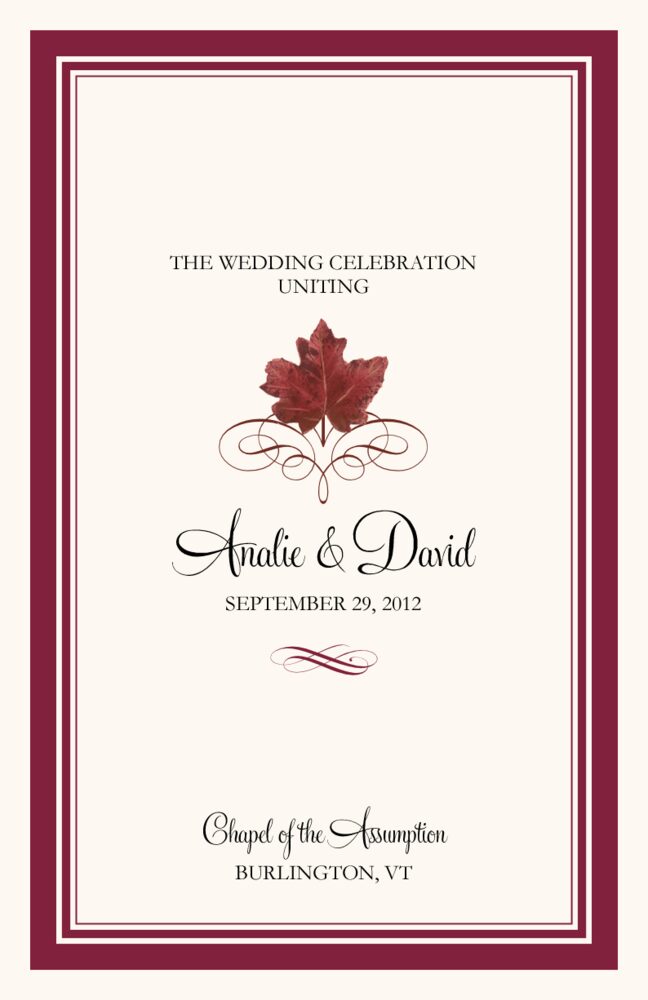 Maple Leaf Flourish  Wedding Programs