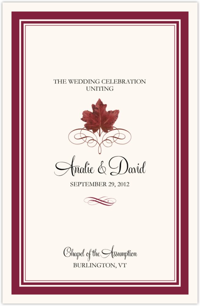 Maple Leaf Flourish  Wedding Programs