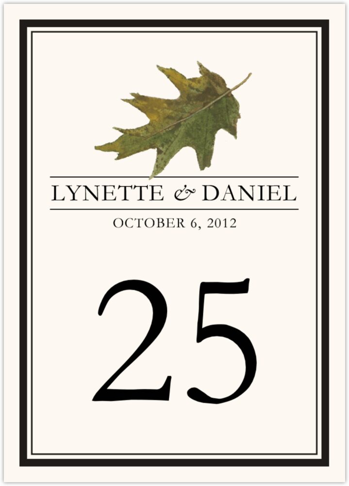 Oak Leaf Monogram  Table Numbers
