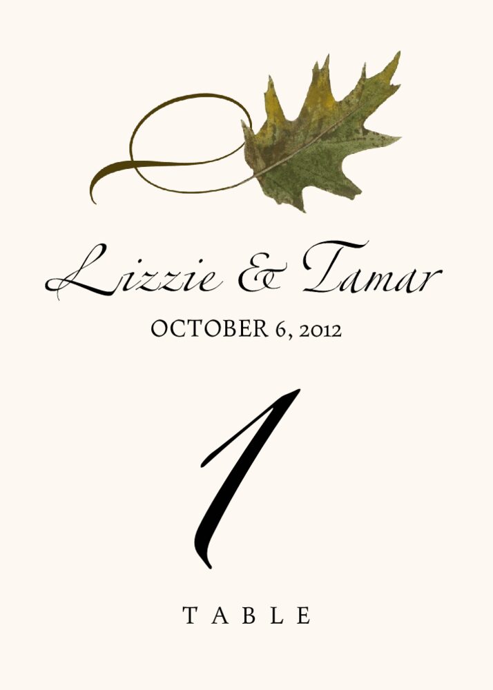 Twisty Leaves  Table Numbers