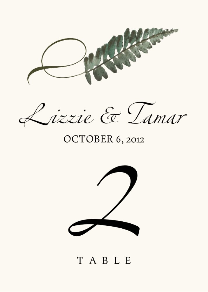 Twisty Leaves  Table Numbers