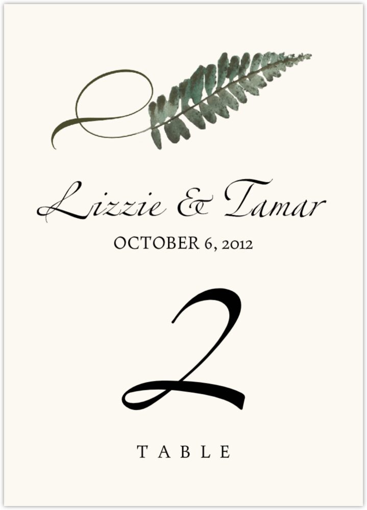 Twisty Leaves  Table Numbers