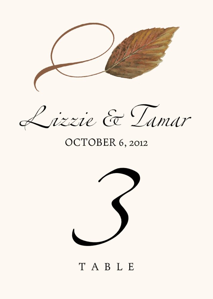 Twisty Leaves  Table Numbers