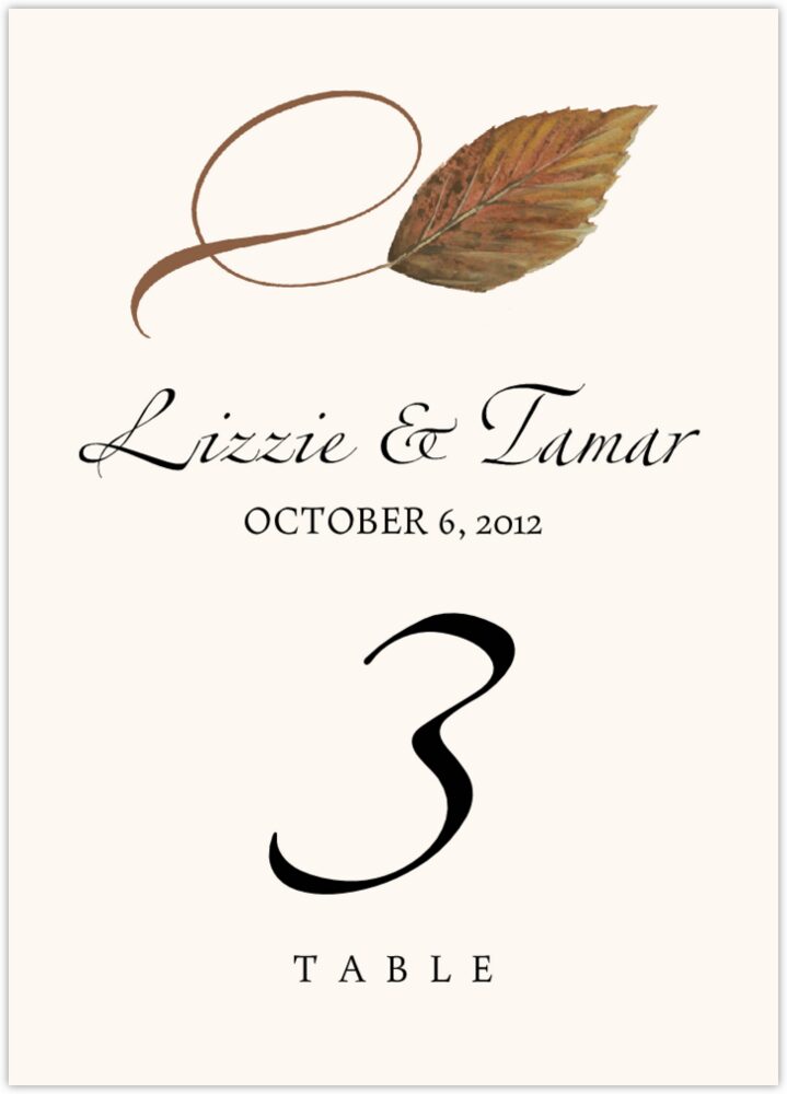 Twisty Leaves  Table Numbers
