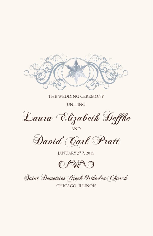 Curly Sue Snowflake  Wedding Programs
