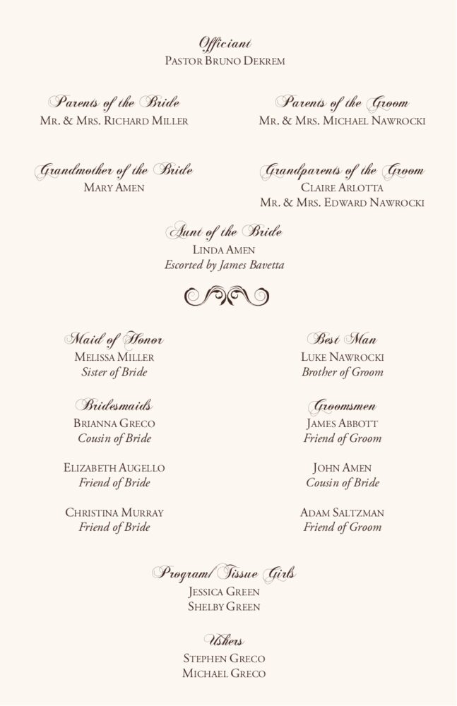 Curly Sue Snowflake  Wedding Programs
