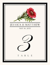 Assorted Flowers and Monogram  Table Numbers