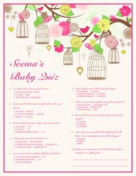 Bird Cages Baby Shower Quiz  Birth Announcements