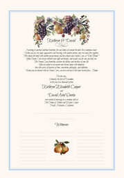 Blue Grapes and Pears Wedding Certificates