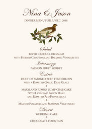 Brown Birds Wedding Menus