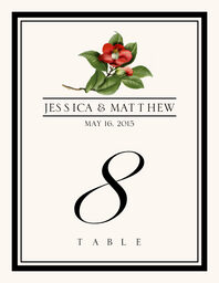 Assorted Flowers and Monogram  Table Numbers