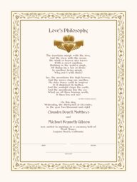 Love's Philosophy Wedding Certificates