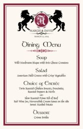 Chevalier Wedding Menus