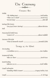 Chevalier Wedding Programs