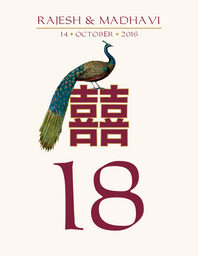 Double Happiness Peacock  Table Numbers