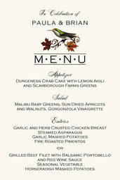 Fall Indy  Wedding Menus
