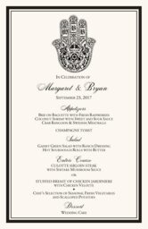 Hand of Miriam  Wedding Menus