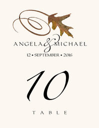 White Oak Swirly Leaf Table Numbers