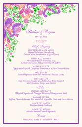 Paisley Garden - Pink & Purple Wedding Menus