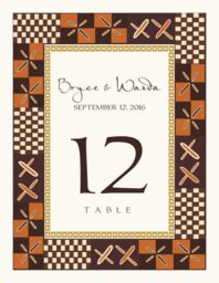 African Kuba Pattern  Table Numbers