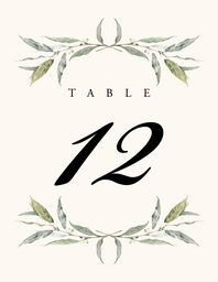 Laurel Wreath and Greenery Table Numbers