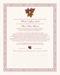 Tri Maple Leaf Pattern  Wedding Certificates