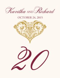 Paisley Power Heart Table Numbers