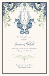 Paisley Seahorse Swirl Monogram Wedding Programs