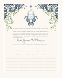 Paisley Seahorse Monogram Wedding Certificates