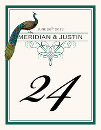 Peacock Flourish Monogram Table Numbers