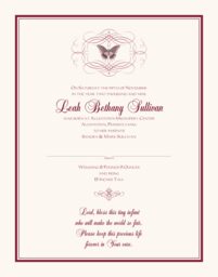 Pink Butterfly Flourish  Baby Certificates