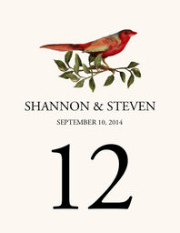 Red Bird 01 Table Numbers