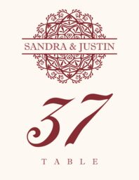 Mandala Monogram  Table Numbers