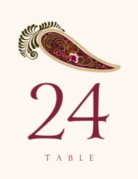 Royal Burgundy Paisley Table Numbers