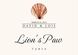 Seashell Assortment  Table Names
