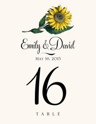 Sunflower Table Numbers