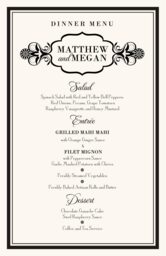 Time Traveler  Wedding Menus