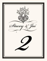 Tree of Life Heart  Table Numbers
