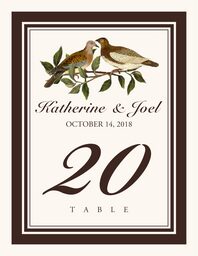 Two Brown Birds Table Numbers