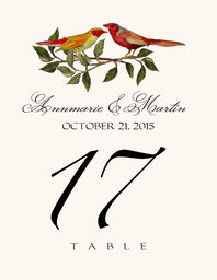 Two Red Birds Table Numbers