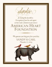 Rhino and Red Birds  Donation Cards