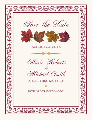 Maple Leaf Pattern Autumn Wedding Save The Date Cards And Fall