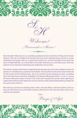 Damask Twist Welcome Letter