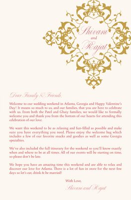 Diamond Mandala Welcome Letter Wedding Programs