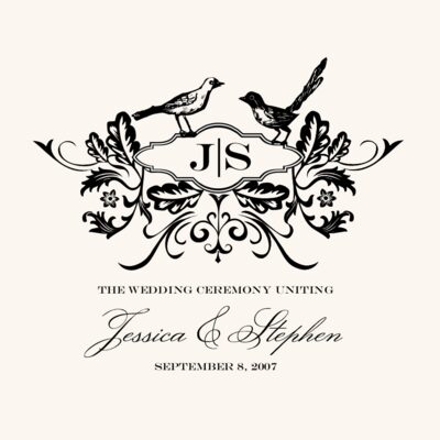 Woodcut Birds Square Wedding Program