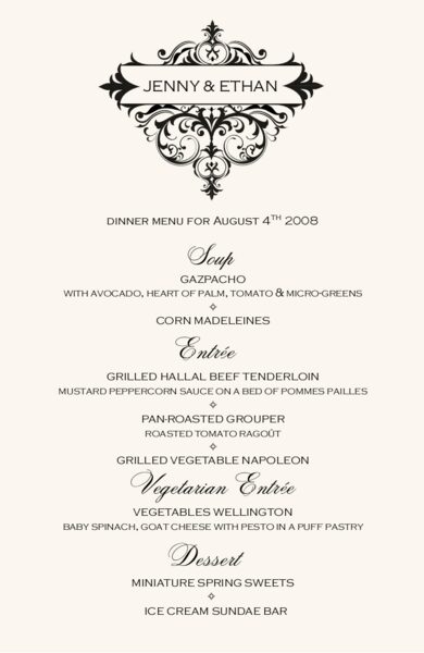 Vintage Wedding Menu Cards Menu Card Custom Design For Wedding