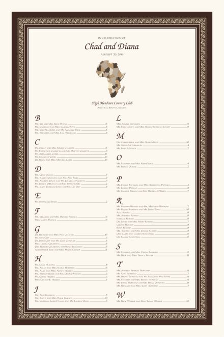 map of africa wedding seating charts and african wedding seating charts wedding